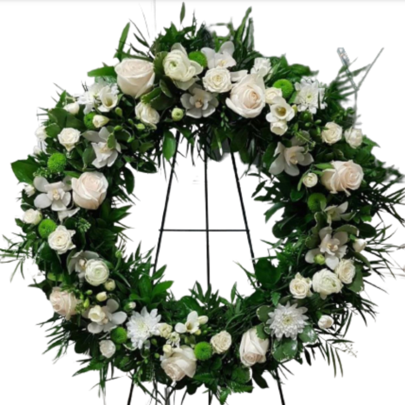 Corona funebre de Rosas y Pompones 5614