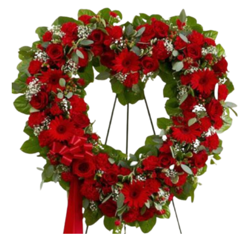 Corona Corazón con Gerberas, Rosas y Baby Breath 5619