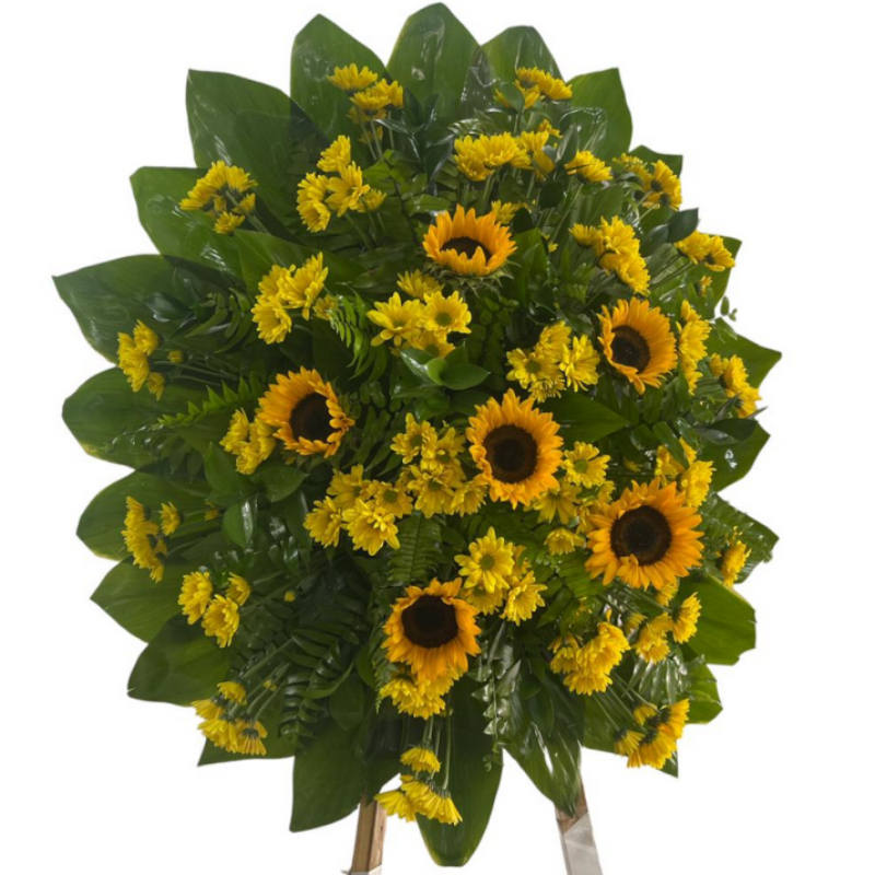 Corona Fúnebre con Margaritas y Girasoles 5668
