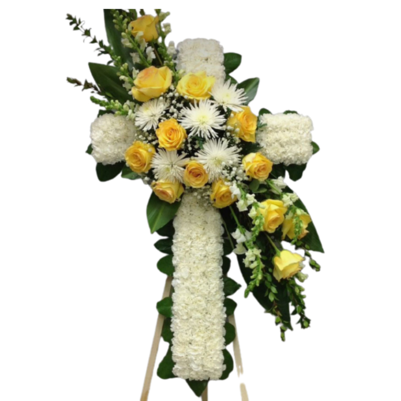 Corona Cruz con Claveles y Rosas 5610