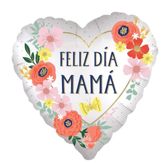 Globo corazon "Feliz Día Mamá"  18" 026635454322