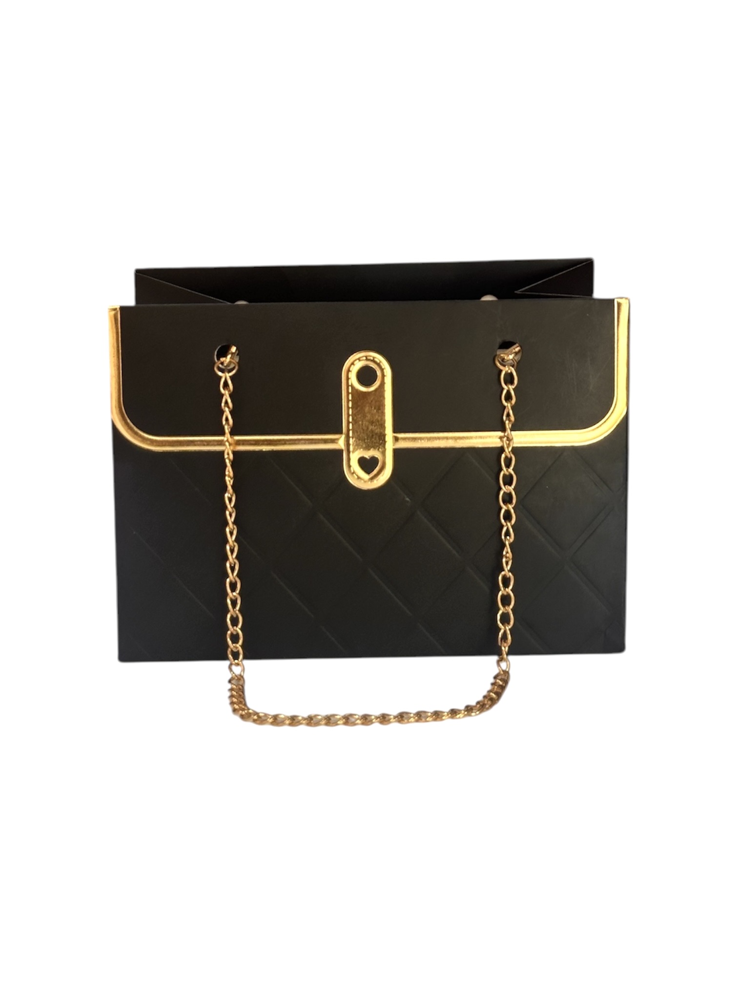 Caja Forma Cartera con Cadena Gold